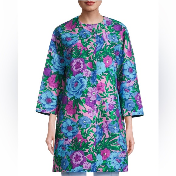 Weekend by Maxmara Women's Blue Calmi Printed Cotton Coat - Picture 9 of 16